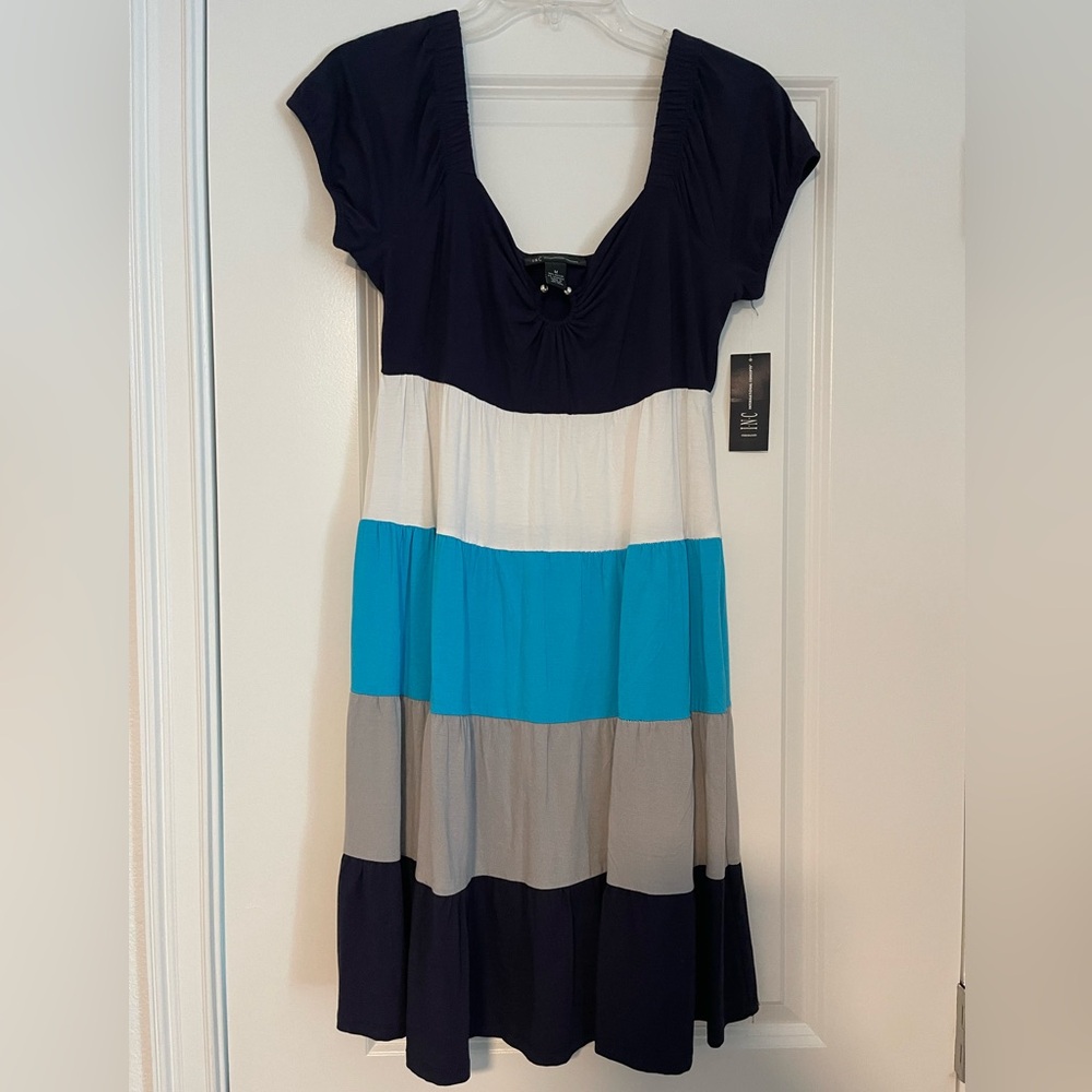 NWT INC short sleeve striped dress, size medium